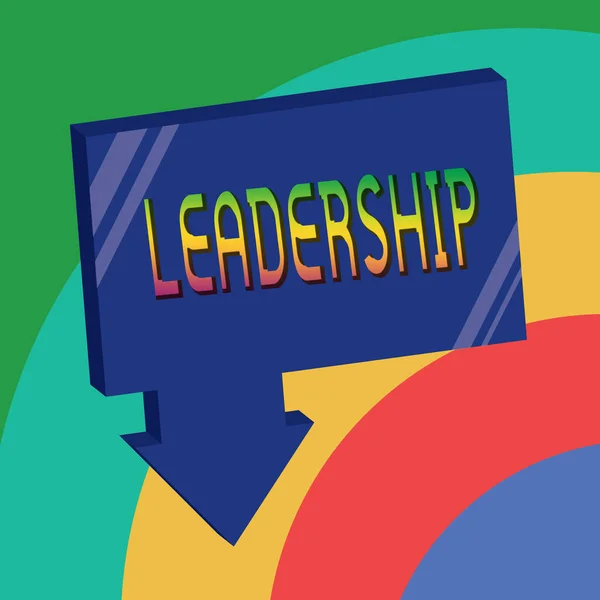 Κείμενο πινακίδα που δείχνει την ηγεσία. Εννοιολογική φωτογραφία ικανότητα δραστηριότητας που αφορούν οδηγεί μια ομάδα προβολή ή εταιρεία — Φωτογραφία Αρχείου