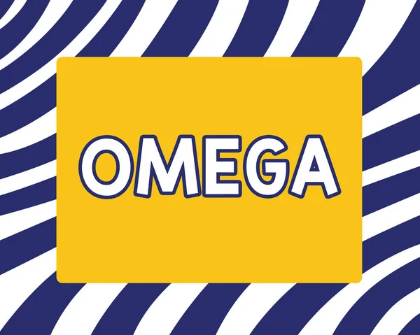 Rukopis textu psaní Omega. Pojetí znamená třída esenciálních mastných kyselin nižší hladiny cholesterolu a Ldl — Stock fotografie
