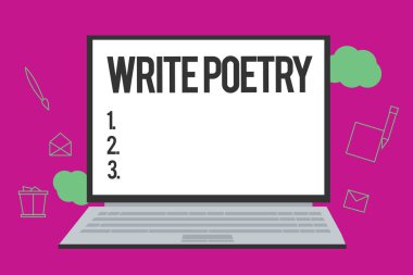 Conceptual hand writing showing Write Poetry. Business photo text Writing literature roanalysistic melancholic ideas with rhyme clipart