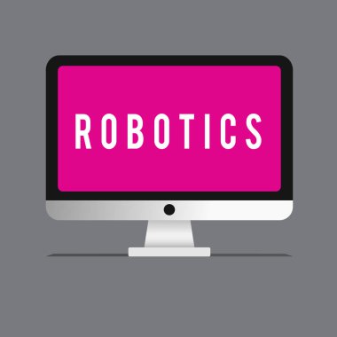 Robotik gösterilen Not yazma. Teknoloji dalı vitrine iş fotoğraf bu robotlar tasarım inşaat ile fırsatlar