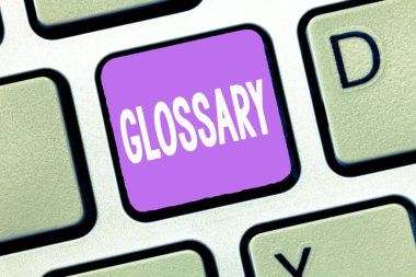 El yazısı metin sözlük. Kavram anlam konu metnini veya lehçesi ile ilgili kelimeler alfabetik listesi