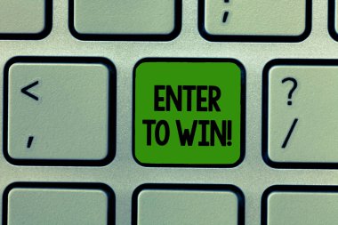 Word metin Enter kazanmak için yazma. İş kavramı piyango piyango büyük ödül kazanmaya çalışıyor şans için