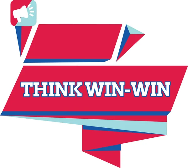 Signo de texto que muestra Think Win Win. Foto conceptual Los acuerdos o soluciones son mutuamente beneficiosos y satisfactorios — Foto de Stock