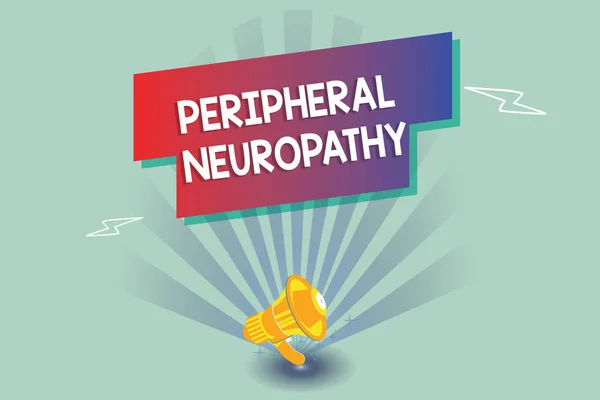 Text sign showing Peripheral Neuropathy. Conceptual photo Condition wherein peripheral nervous system is damaged — Stock Photo, Image