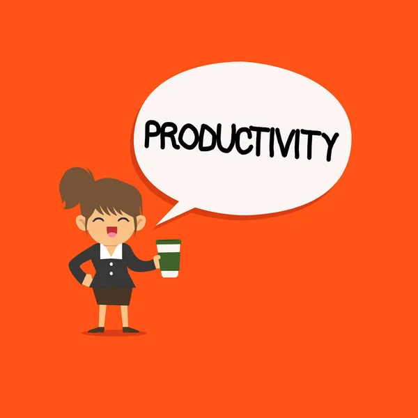 Texto de escritura a mano Productividad. Concepto que significa Estado o calidad de ser productivo Eficacia Éxito — Foto de Stock