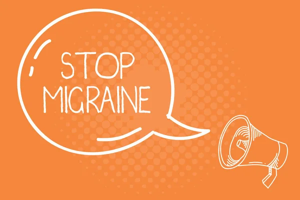 Manuscrito texto Stop Migraine. Conceito significado Prevenir o ataque completo de dor de cabeça Retirada de cafeína — Fotografia de Stock