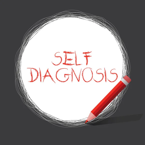 Írás Megjegyzés Self diagnózis mutatja. Bemutatják az orvosi feltételek magát azonosítása, üzleti fotó — Stock Fotó
