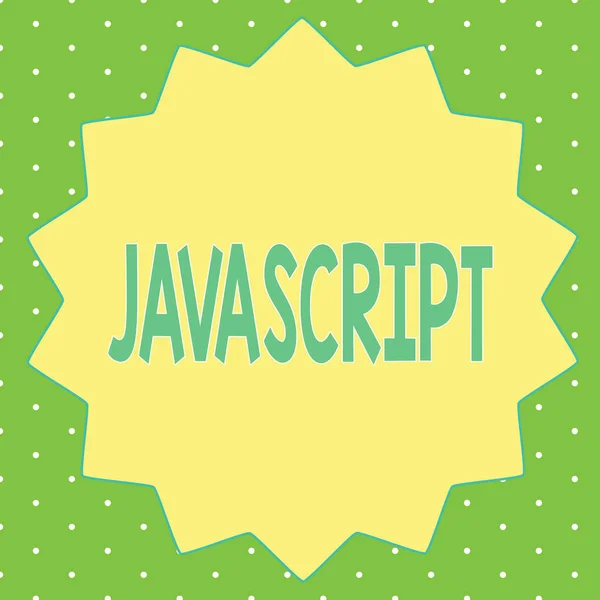 文字写的 Javascript。用于创建交互效果的计算机编程语言的业务概念 — 图库照片