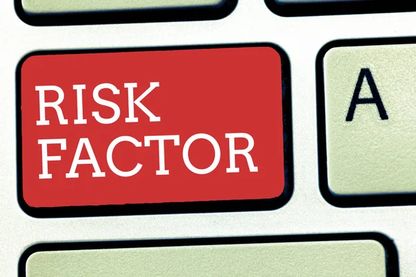 Text sign showing Risk Factor. Conceptual photo Something that rises the chance of a demonstrating developing a disease