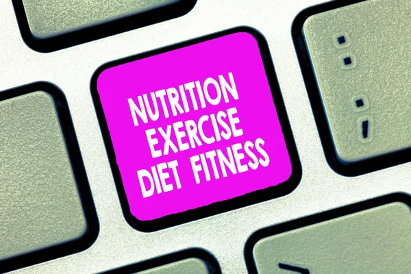 Znak tekstowy Wyświetlono odżywianie ćwiczenia dieta Fitness. Koncepcyjne zdjęcie zdrowy styl życia waga strata analysisagement — Zdjęcie stockowe