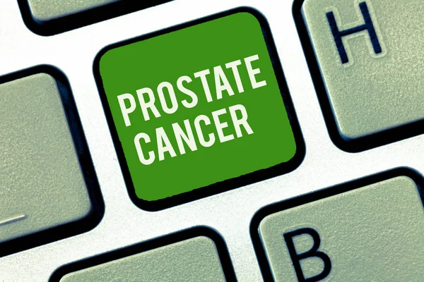 Conceptual hand writing showing Prostate Cancer. Business photo showcasing Cancer that occurs in the gland of male reproductive system — Stock Photo, Image