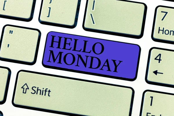 Word writing text Hello Monday. Business concept for Greeting Positive Message for a new day Week Starting