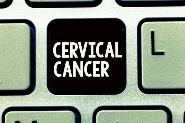 Writing note showing Cervical Cancer. Business photo showcasing occurs when the cells of the cervix grow abnormally