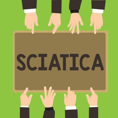 Kavramsal el siyatik gösterilen yazma. İş fotoğraf vitrine ağrı siyatik sinir tahriş tarafından tıbbi durumun nedeni