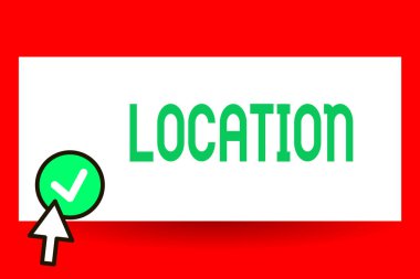 Kavramsal el yerini gösteren yazma. İş fotoğraf metin belirli bir yer veya harita üzerinde yerel küresel kent üzerine getirin