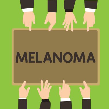 Kavramsal El melanom gösterilen yazma. İş fotoğraf vitrine malign bir tümör iyi huylu benler cilt kanseri ile ilişkili