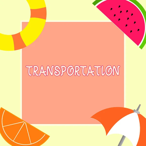 Handwriting text Transportation. Concept meaning Means of transporting showing and goods System of vehicles — Stock Photo, Image