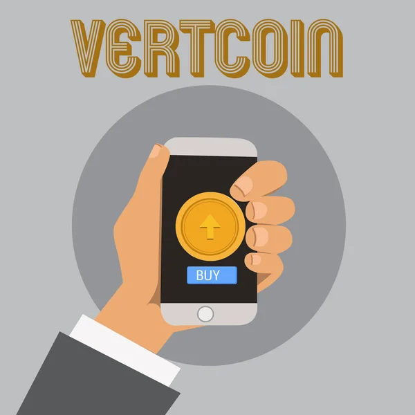 Tekst teken weergegeven: Vertcoin. Conceptuele foto Cryptocurrency Blockchain digitale valuta verhandelbare token — Stockfoto