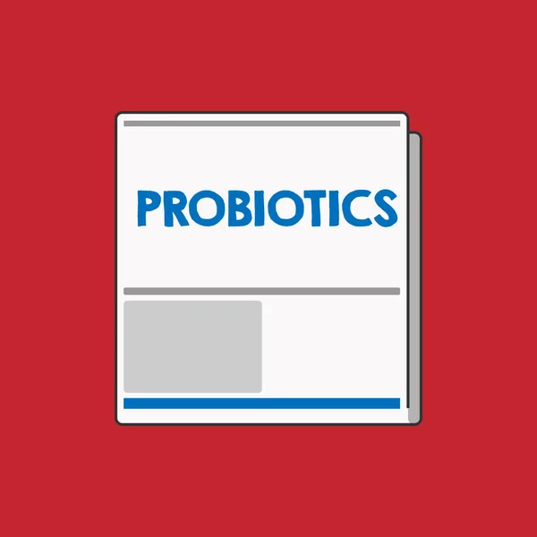 Probiotics를 보여주는 글을 참고. 비즈니스 사진 보여주는 라이브 박테리아 미생물 그 혜택에 대 한 본문에 호스팅 — 스톡 사진