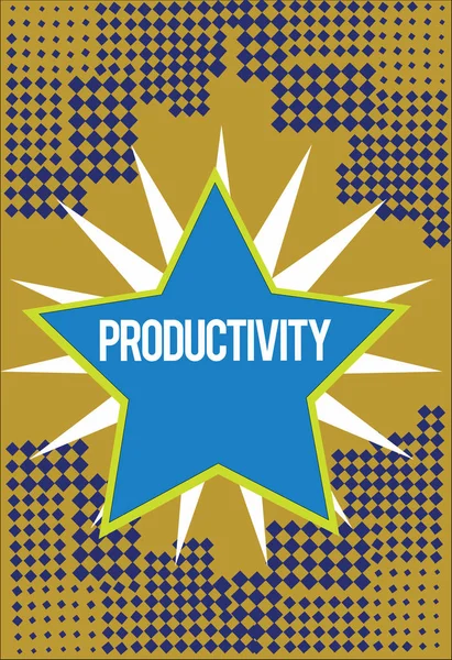 Nota de Escritura mostrando Productividad. Foto de negocios mostrando Estado o calidad de ser productivo Eficacia Éxito —  Fotos de Stock