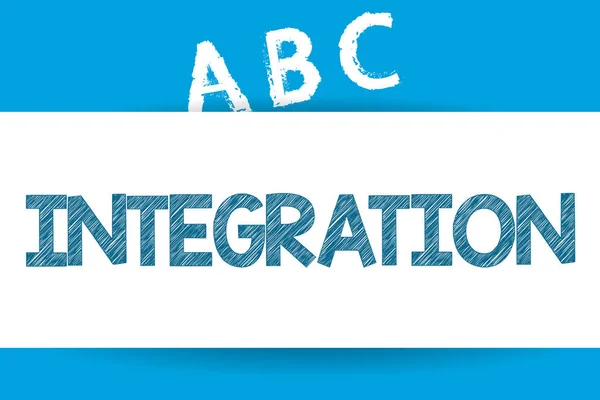 Segno di testo che mostra l'integrazione. Foto concettuale Azione o processo di integrazione Individuazione di un integrale Coinvolgere — Foto Stock