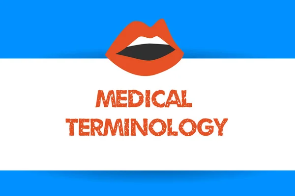 Írásbeli Megjegyzés orvosi terminológiát mutatja. Üzleti fénykép bemutató pontosan leírni a huanalysis test nyelve — Stock Fotó