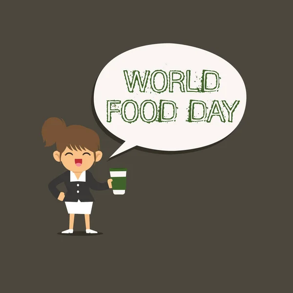 Scrittura concettuale a mano che mostra la Giornata Mondiale dell'Alimentazione. Foto d'impresa in mostra Giornata mondiale d'azione dedicata alla lotta contro la fame nel mondo — Foto Stock