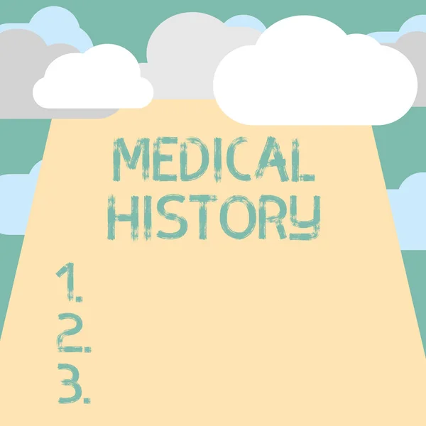 Text sign showing Medical History. Conceptual photo the past background of a demonstrating in terms of health — Stock Photo, Image