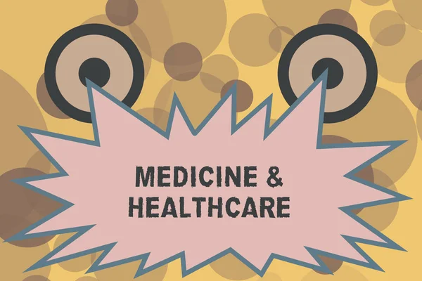 Textschild, das Medizin und Gesundheitswesen zeigt. Konzeptionelle Foto Gesundheitspflege Prävention und Behandlung von Krankheiten — Stockfoto