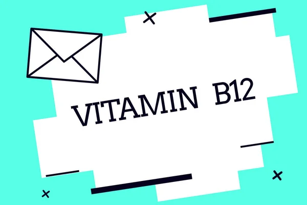 Schriftzug Vitamin b12. Konzept der Substanzgruppe, die für das Funktionieren bestimmter Enzyme unentbehrlich ist — Stockfoto