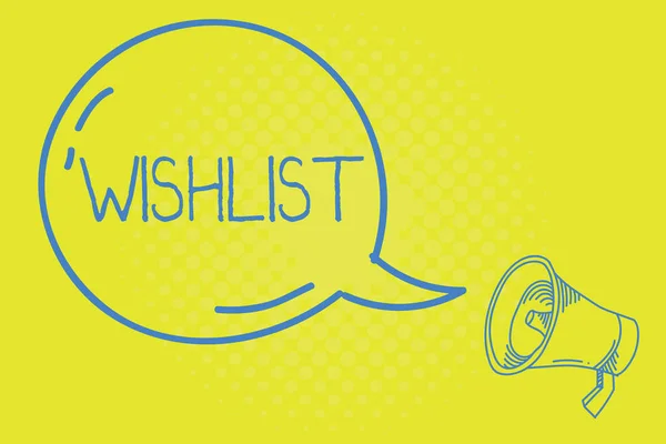 Parola di scrittura del testo Wishlist. Business concept per Elenco di articoli desiderati ma spesso realisticamente non ottenibili — Foto Stock