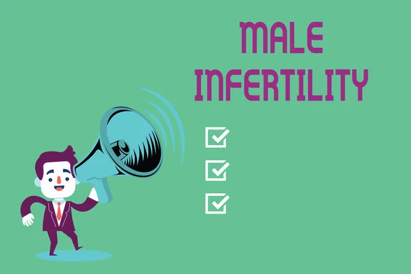 Konceptuella hand skriva visar manlig infertilitet. Företag foto skylta en manlig oförmåga att orsaka graviditet i en bördig — Stockfoto