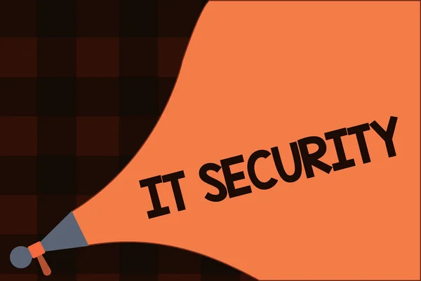 Escrita de mão conceitual mostrando Segurança. Texto da foto de negócios Proteção de sistemas conectados à Internet contra ataques cibernéticos — Fotografia de Stock