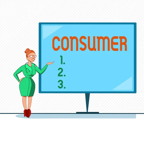 Writing Obs visar konsumenten. Företag foto skylta visar som köper varor och tjänster för demonstratingal användning — Stockfoto