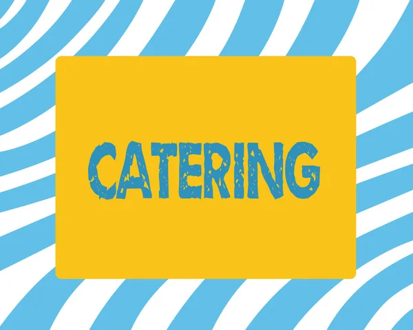 Text sign showing Catering. Conceptual photo provide showing with food drink at social event or other gathering — Stock Photo, Image