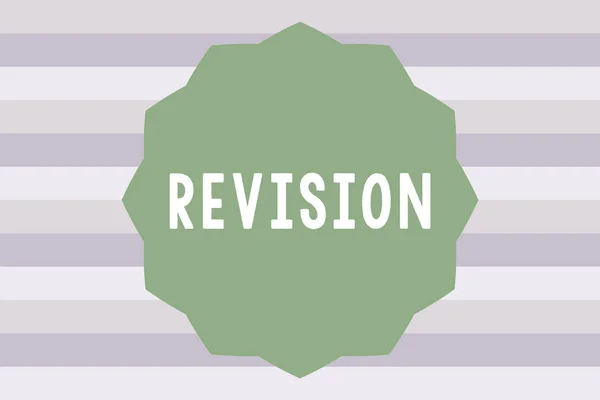 Text sign showing Revision. Conceptual photo revised edition or form something action of revising correction — Stock Photo, Image