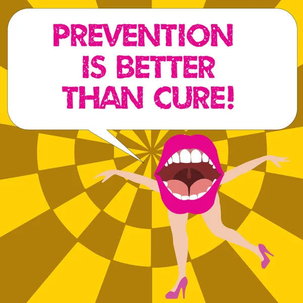 Conceptual hand writing showing Prevention Is Better Than Cure. Business photo text Disease is preventable if identified earlier — Stock Photo, Image