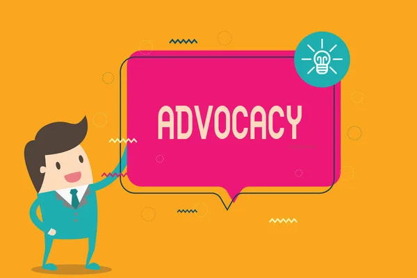 Parola di testo di scrittura advocacy. Business concept for Professione di avvocato Avvocato Lavoro avvocato Raccomandazione pubblica — Foto Stock