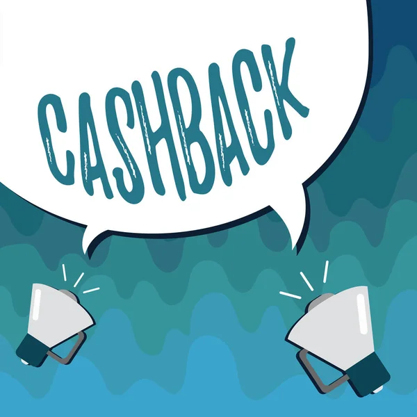 Texto de escritura Cashback. Concepto que significa incentivo ofrecido a los compradores ciertos productos por los cuales reciben efectivo — Foto de Stock