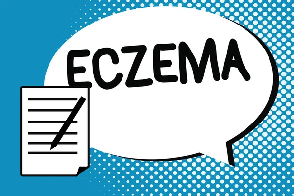 Manuscrito texto escrevendo Eczema. Conceito significado Condição da pele marcada por comichão e manchas inflamadas Dermatite atópica — Fotografia de Stock