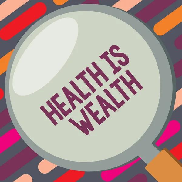 Znak textu zobrazující zdraví je bohatství. Konceptuální fotografie je zdravé je mnohem důležitější než být bohatý — Stock fotografie