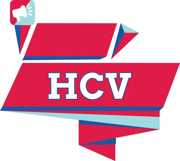 Κείμενο πινακίδα που δείχνει Hcv. εννοιολογική φωτογραφία μολυσματικός παράγοντας που προκαλεί τη φλεγμονή του ήπατος, ιογενής λοίμωξη — Φωτογραφία Αρχείου