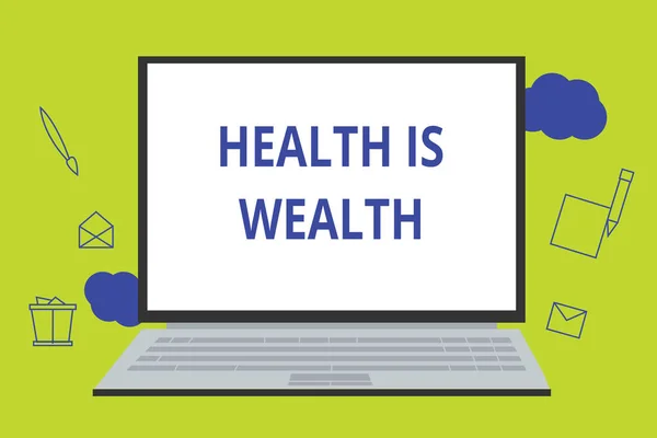 Konceptuální ručně psaného textu zobrazeno zdraví je bohatství. Obchodní fotografie představí, že zdravé je mnohem důležitější než být bohatý — Stock fotografie
