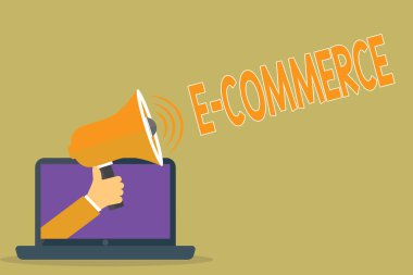 E ticaret gösterilen metin işareti. Kavramsal fotoğraf ticari işlemler elektronik ortamda Internet üzerinde yapılan