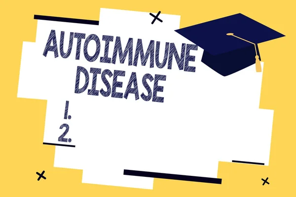 Textový znak ukazovat autoimunitní onemocnění. Konceptuální fotografie neobvyklé protilátky, které se zaměřují své vlastní tělesné tkáně — Stock fotografie