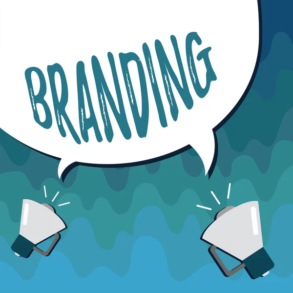 Handgeschreven tekst Branding. Concept, wat betekent dat de merknaam toewijzen aan iets Business marketing strategie — Stockfoto