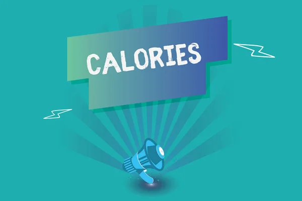 Writing Obs visar kalorier. Företag foto visar upp energi som frigörs av mat som det rötas i huanalysis kroppen — Stockfoto