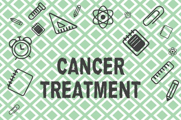 El yazısı metin kanser tedavisi. Kanser tedavisi için cerrahi, radyasyon ve kullanımı ilaçlar anlam kavramı — Stok fotoğraf