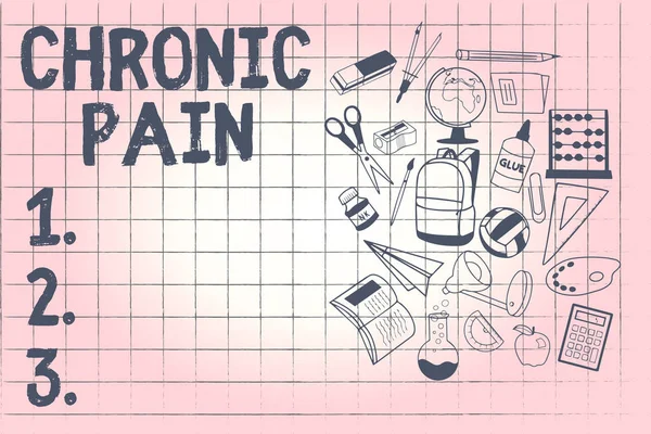 Conceptual hand writing showing Chronic Pain. Business photo showcasing Pain that extends beyond the expected period of healing