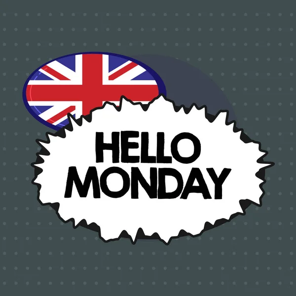 Text sign showing Hello Monday. Conceptual photo Greeting Positive Message for a new day Week Starting